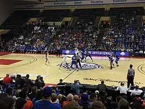 Florida Gators and Seton Hall Pirates playing a basketball game