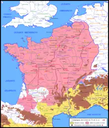 Map centered on France. Most of south and central France has been conquered, though some holdouts remain.