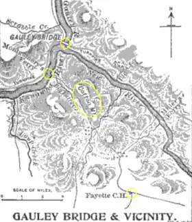 Old map showing mountains between Fayette Court House and the Kanawha River