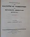 Title page of an 1833 copy of "Intensitas vis Magneticae Terrestris ad Mensuram Absolutam Revocata."