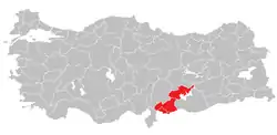 Location of Gaziantep Subregion