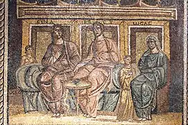 Gaziantep Zeugma Museum Women at breakfast aka Drama Group mosaic