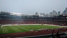 The stadium during 2019 Liga 1 match between Persija Jakarta and Arema on 3 August 2019