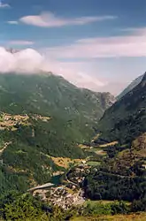 The village of Gèdre and the valley of the Gave de Gavarnie