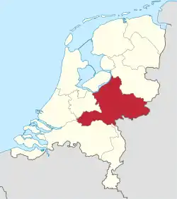 Location of Gelderland in the Netherlands