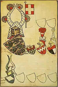 folio page 55v depicting the Dannebrog flag.