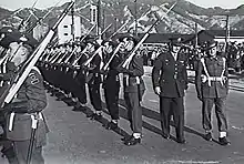 General Robert L. Eichelberger inspects Australian Guard of Honour at Kure.