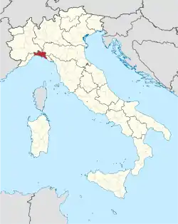 Location of the Metropolitan City of Genoa