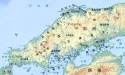 Geofeatures map of Chugoku