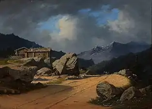 Norwegian landscape with two men on horseback (1845)