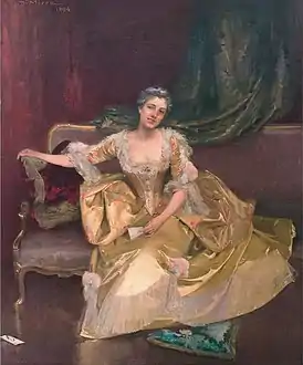 Portrait of his wife in 18th-Century Costume