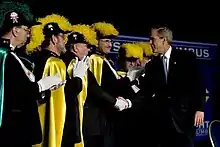 President George Bush shakes hands with fourth degree knights