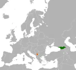 Map indicating locations of Georgia and Kosovo