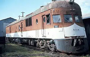 Retired Georgia Northern Railway #2, a Fairbanks-Morse Model OP800 railcar.