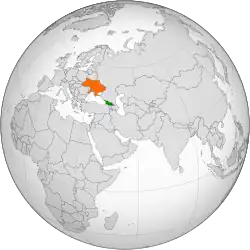 Map indicating locations of Georgia and Ukraine