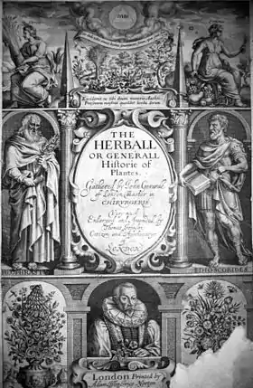 Title page of Johnson's 1633 edition of Gerard's Herball