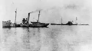 SM U-28 as seen from SS Batavier V, a ship she captured as a prize in March 1915.