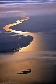 The island Trischen with the mouth of the river Elbe