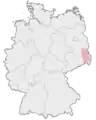 Map of approximate Sorb-inhabited area in Germany