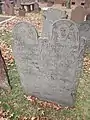 Tombstone for a married couple in the First Church of Christ and the Ancient Burying Ground in Hartford, CT.