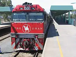 The Ghan at its southern departure point, the Adelaide Parklands Terminal