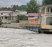 Gilgit River Level near Canopy Nexus Hotel before flooding