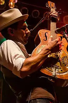 Playing resonator guitar with Old Crow Medicine Show at 9:30 Club in Washington, D.C., August 2, 2012