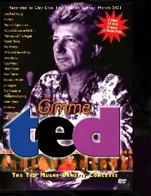 Main image shows a man staring off to his right. The album's title is shown in coloured letters across the bottom, a list of artists performing is at the left.