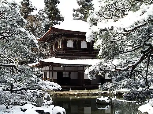Ginkaku-ji temple in a snowy day