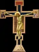 Crucifix; Giotto; circa 1300; tempera on panel; 5.78 x 4.06 m; Santa Maria Novella (Florence, Italy)