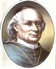 A painted portrait of a clean-shaven man wearing a cassock and a skullcap.
