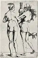 Two Naked Women, an early print, 11.9 × 18.1 cm