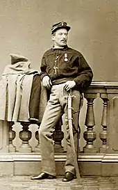 Giuseppe Barboglio, a Red Shirt volunteer of the Thousand, wearing the Marsala Medal