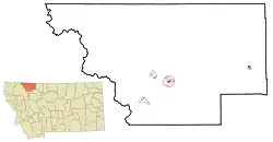 Location of Browning, Montana