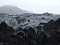Mýrdalsjökull glacier covered volcanic ash