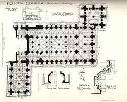 1898 plan of the Lower Church of Glasgow Cathedral; drawing by George Eyre-Todd