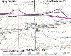 Topographic map of Glenrio, 1982