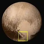 Pluto – location of Hillary Montes and Norgay Montes(context; 14 July 2015).