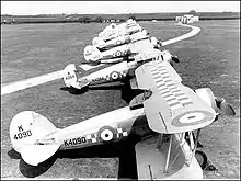 Gloster Gauntlets similar to what No. 74 (F) Squadron flew from 1937 to 1939.