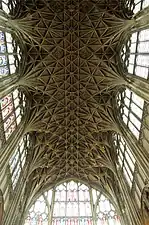 The quire's vaulted ceiling