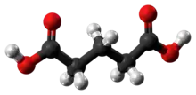 Ball-and-stick model of the glutaric acid molecule