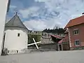 Gmünd, Inside of wall with round charnel house or Karner to left.