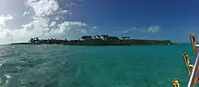Photograph of Goat Cay, Exuma, The Bahamas take from boat