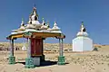 Prayer wheel and stupas