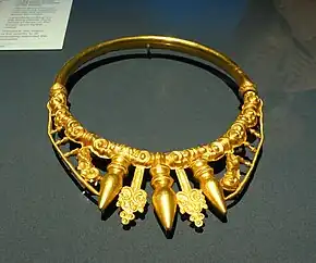 Gold Celtic torc found in the larger tumulus at Glauberg, 400 BC