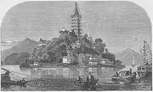 Golden Island on the Yangtze near Zhenjiang in Jiangsu, as it was in the mid-19th century