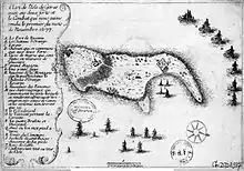 Image 40« Plan de l'isle de Gorée avec ses deux forts et le combat que nous avons rendu le premier du mois de novembre 1677 » (from History of Senegal)