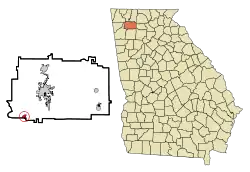 Location in Gordon County and the state of Georgia