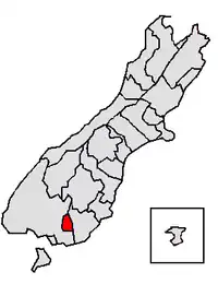 Location of the Gore District within the South Island