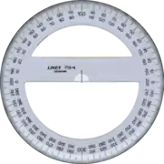 A 400 gon protractor marked in gradians.